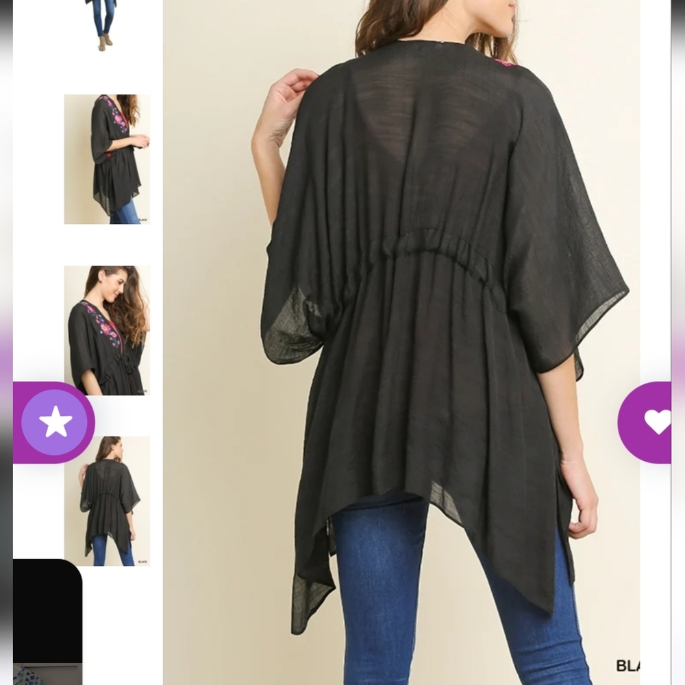 UMGEE Women's M/L Floral Embroidered Kimono NEW - Picture 2 of 13